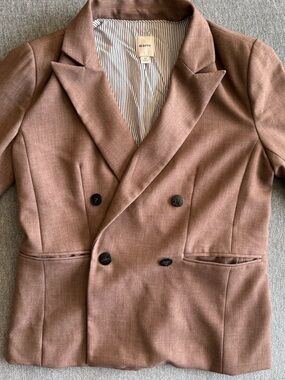 Maeve oversized Double-Breasted Blazer in Brown